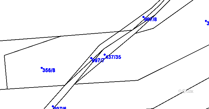 Parcela st. 437/35 v KÚ Dehtín, Katastrální mapa