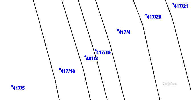 Parcela st. 417/19 v KÚ Dehtín, Katastrální mapa