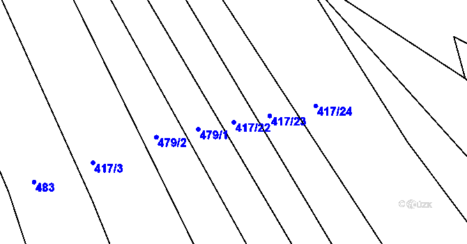 Parcela st. 417/22 v KÚ Dehtín, Katastrální mapa