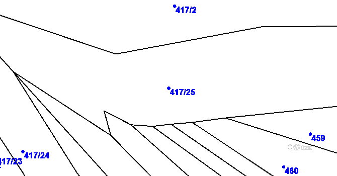 Parcela st. 417/25 v KÚ Dehtín, Katastrální mapa