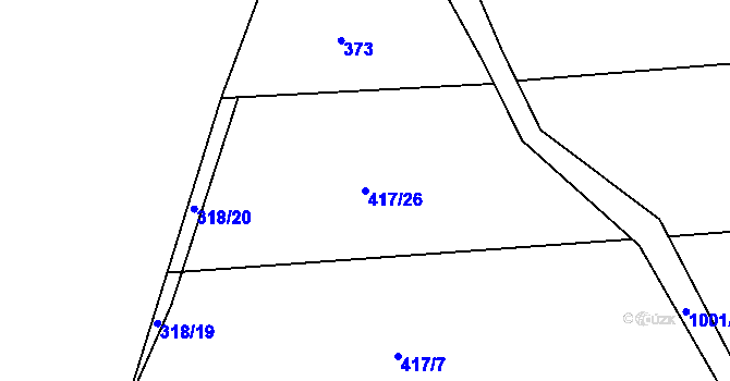 Parcela st. 417/26 v KÚ Dehtín, Katastrální mapa