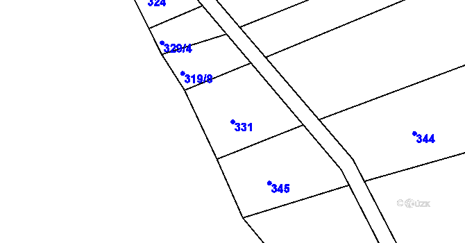 Parcela st. 331 v KÚ Dehtín, Katastrální mapa