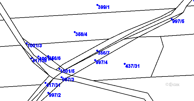 Parcela st. 356/7 v KÚ Dehtín, Katastrální mapa