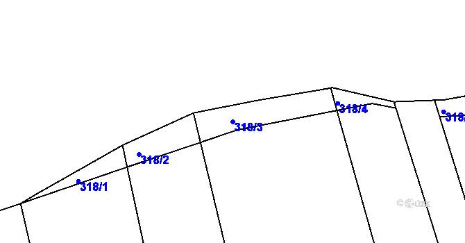 Parcela st. 318/3 v KÚ Dehtín, Katastrální mapa