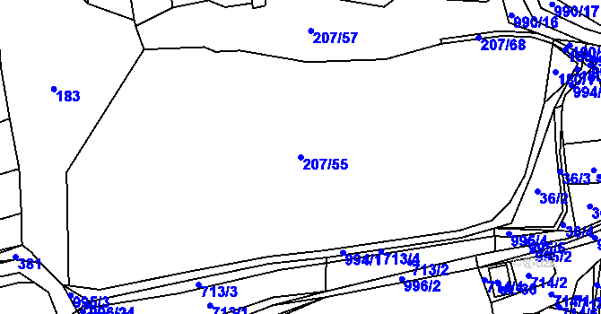 Parcela st. 207/55 v KÚ Dehtín, Katastrální mapa