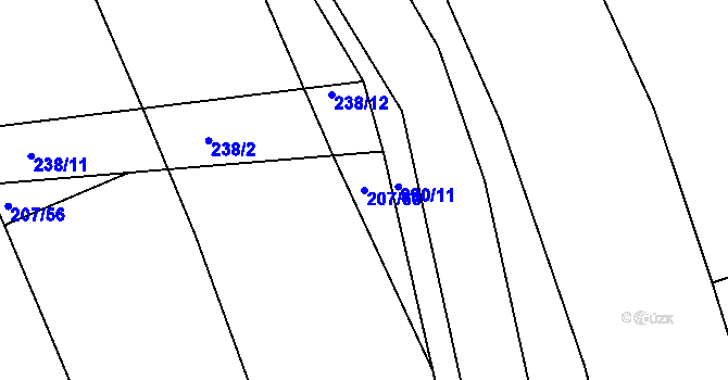 Parcela st. 207/60 v KÚ Dehtín, Katastrální mapa