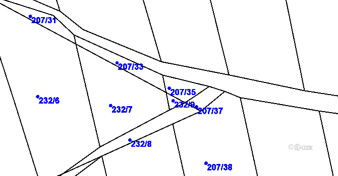 Parcela st. 207/35 v KÚ Dehtín, Katastrální mapa