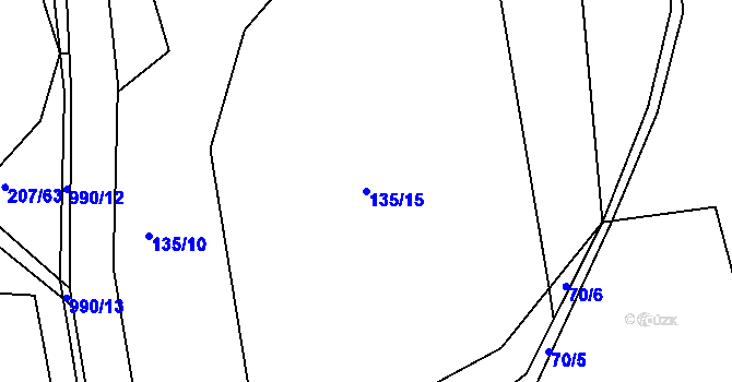 Parcela st. 135/15 v KÚ Dehtín, Katastrální mapa