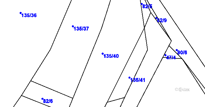 Parcela st. 135/40 v KÚ Dehtín, Katastrální mapa