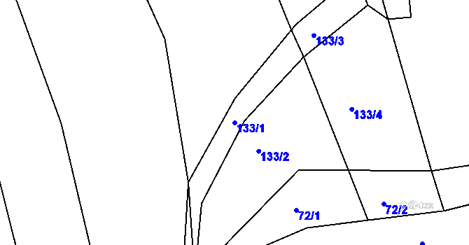 Parcela st. 133/1 v KÚ Dehtín, Katastrální mapa
