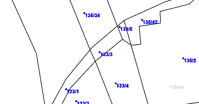 Parcela st. 133/3 v KÚ Dehtín, Katastrální mapa