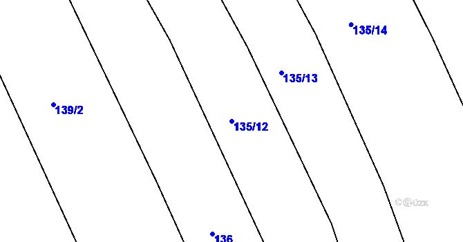Parcela st. 135/12 v KÚ Dehtín, Katastrální mapa