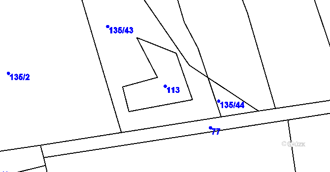 Parcela st. 113 v KÚ Dehtín, Katastrální mapa