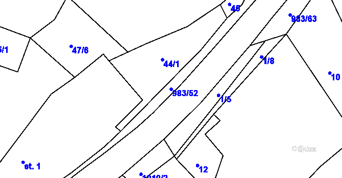 Parcela st. 983/52 v KÚ Dehtín, Katastrální mapa