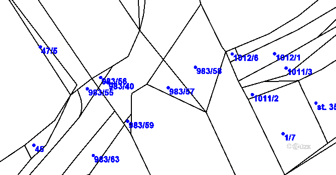 Parcela st. 983/57 v KÚ Dehtín, Katastrální mapa