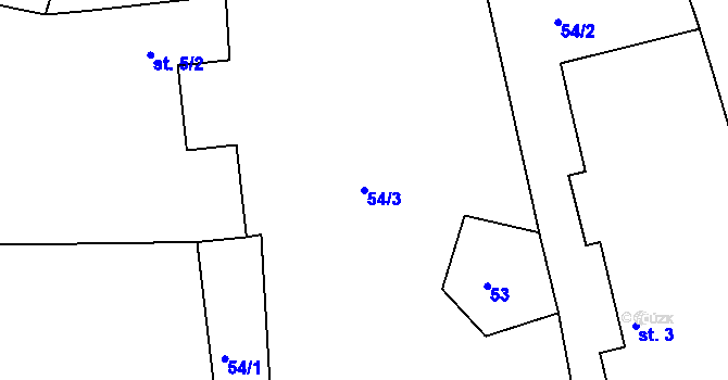 Parcela st. 54/3 v KÚ Dehtín, Katastrální mapa