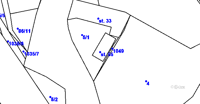 Parcela st. 55 v KÚ Dehtín, Katastrální mapa