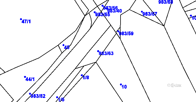 Parcela st. 983/63 v KÚ Dehtín, Katastrální mapa