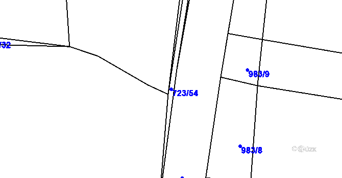 Parcela st. 723/54 v KÚ Dehtín, Katastrální mapa