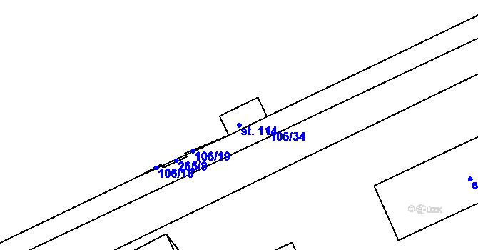 Parcela st. 114 v KÚ Otín u Točníku, Katastrální mapa