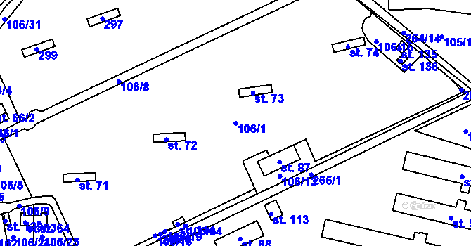 Parcela st. 106/1 v KÚ Otín u Točníku, Katastrální mapa
