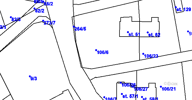 Parcela st. 106/6 v KÚ Otín u Točníku, Katastrální mapa