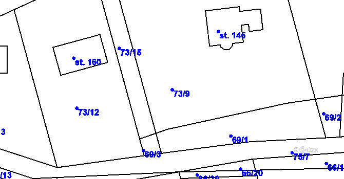 Parcela st. 73/9 v KÚ Otín u Točníku, Katastrální mapa