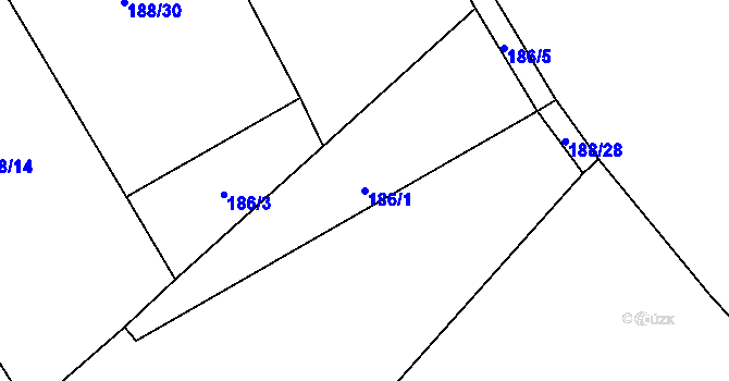 Parcela st. 186/1 v KÚ Otín u Točníku, Katastrální mapa