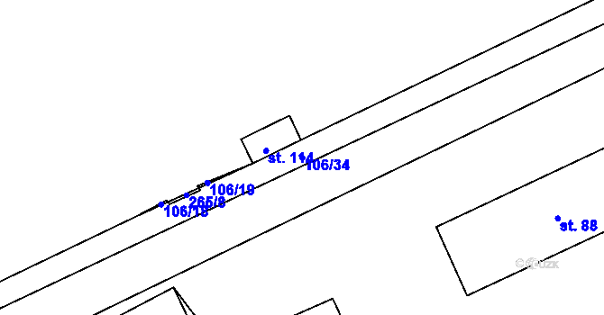 Parcela st. 106/34 v KÚ Otín u Točníku, Katastrální mapa