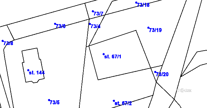 Parcela st. 67/1 v KÚ Otín u Točníku, Katastrální mapa