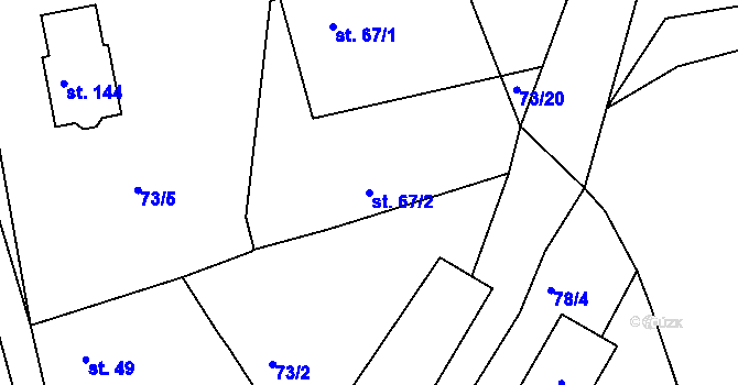 Parcela st. 67/2 v KÚ Otín u Točníku, Katastrální mapa