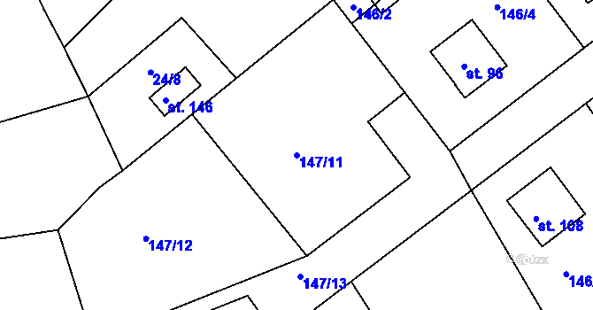 Parcela st. 147/11 v KÚ Otín u Točníku, Katastrální mapa