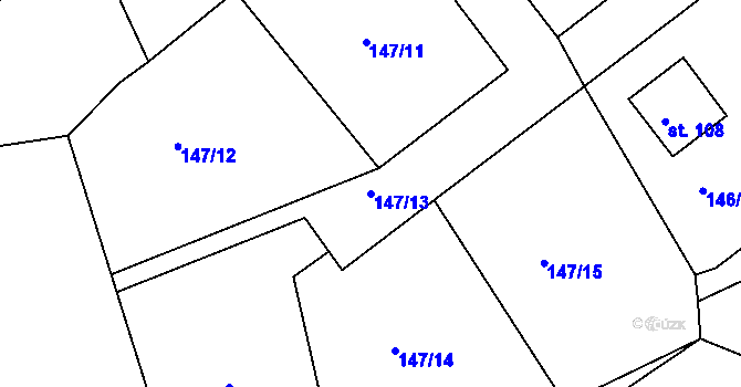 Parcela st. 147/13 v KÚ Otín u Točníku, Katastrální mapa