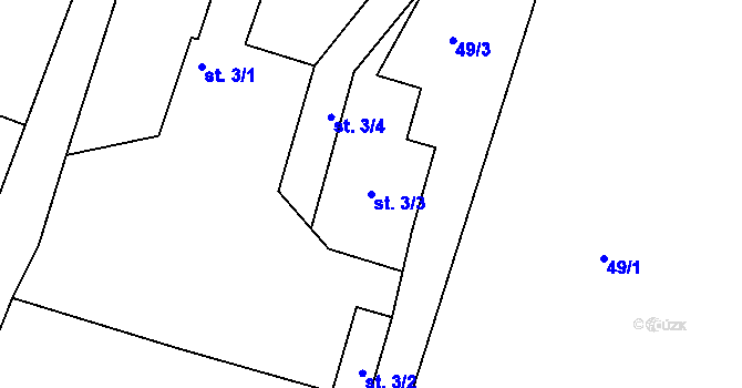 Parcela st. 3/3 v KÚ Štěpánovice u Klatov, Katastrální mapa