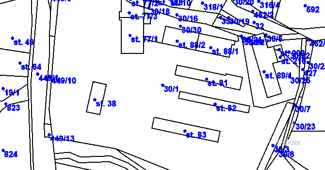 Parcela st. 30/1 v KÚ Štěpánovice u Klatov, Katastrální mapa