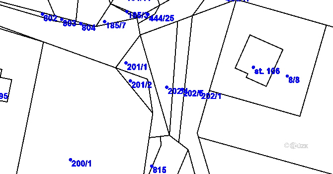 Parcela st. 202/4 v KÚ Štěpánovice u Klatov, Katastrální mapa