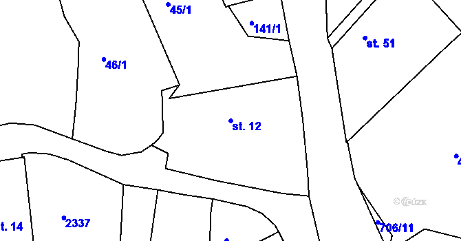 Parcela st. 12 v KÚ Točník u Klatov, Katastrální mapa
