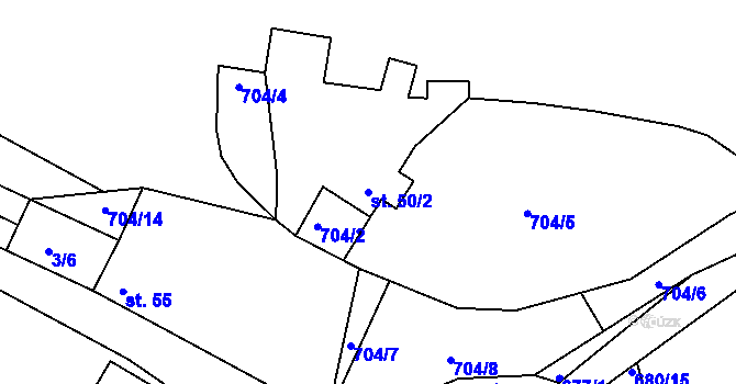 Parcela st. 50/2 v KÚ Točník u Klatov, Katastrální mapa