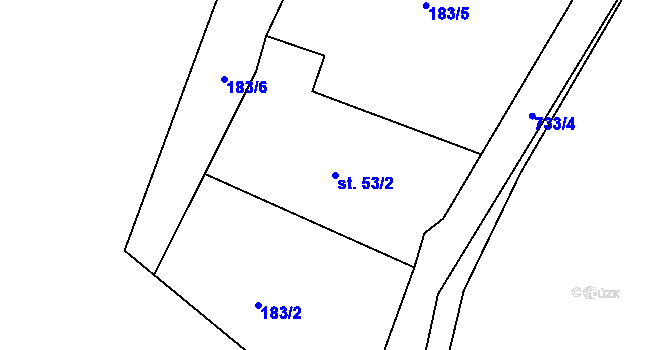 Parcela st. 53/2 v KÚ Točník u Klatov, Katastrální mapa