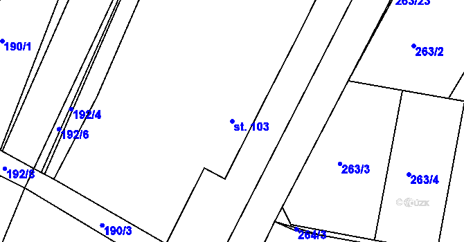 Parcela st. 103 v KÚ Točník u Klatov, Katastrální mapa
