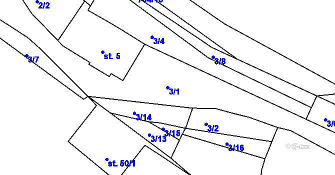 Parcela st. 3/1 v KÚ Točník u Klatov, Katastrální mapa
