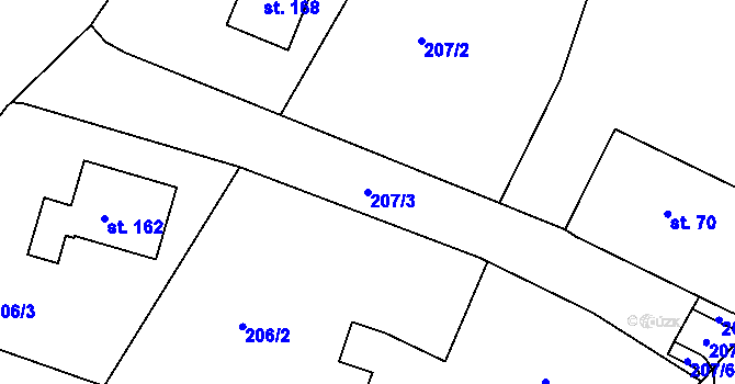Parcela st. 207/3 v KÚ Točník u Klatov, Katastrální mapa