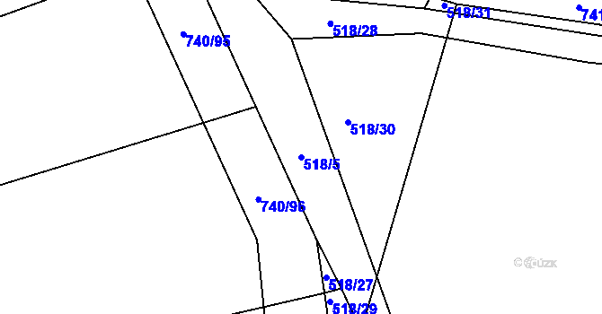 Parcela st. 518/5 v KÚ Točník u Klatov, Katastrální mapa