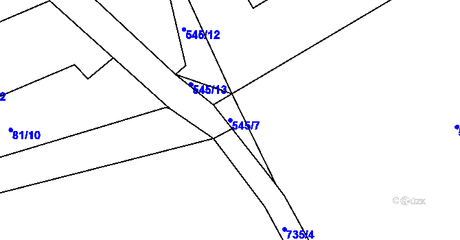 Parcela st. 545/7 v KÚ Točník u Klatov, Katastrální mapa
