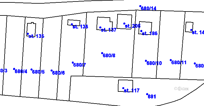 Parcela st. 680/8 v KÚ Točník u Klatov, Katastrální mapa