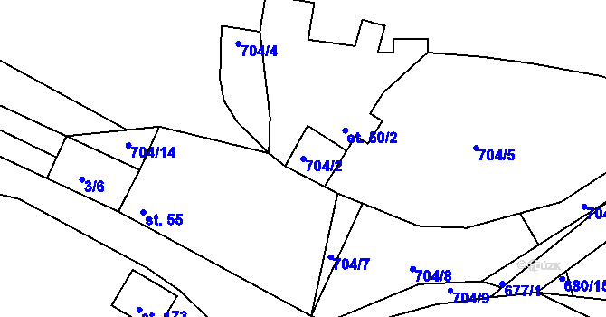 Parcela st. 704/2 v KÚ Točník u Klatov, Katastrální mapa