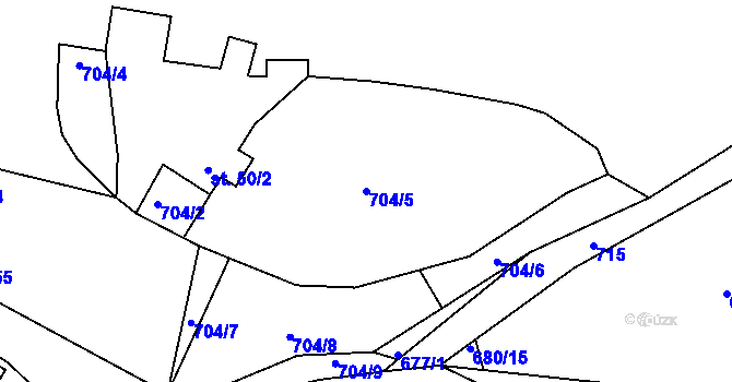 Parcela st. 704/5 v KÚ Točník u Klatov, Katastrální mapa