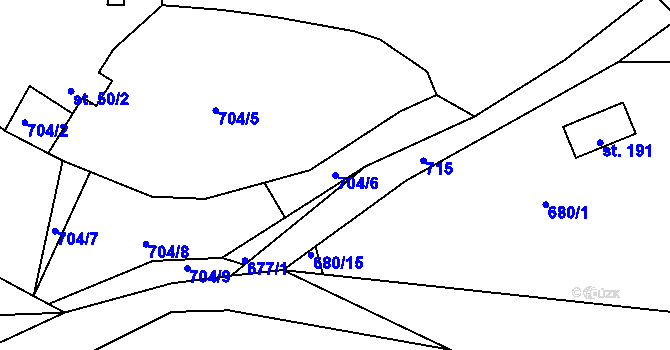Parcela st. 704/6 v KÚ Točník u Klatov, Katastrální mapa