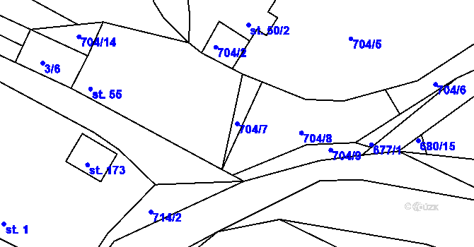 Parcela st. 704/7 v KÚ Točník u Klatov, Katastrální mapa