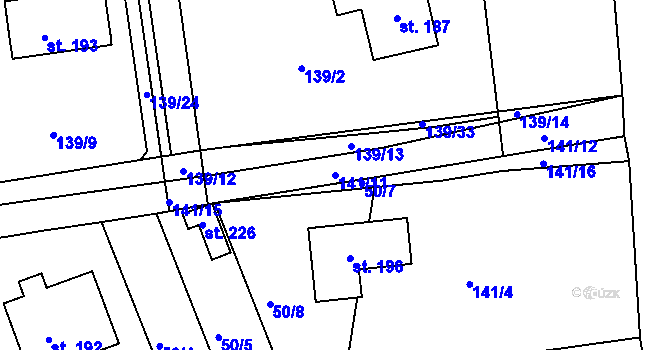 Parcela st. 141/11 v KÚ Točník u Klatov, Katastrální mapa